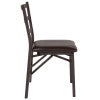 Flash Furniture HERCULES Series Brown Folding Ladder Back Metal Chair with Brown Vinyl Seat