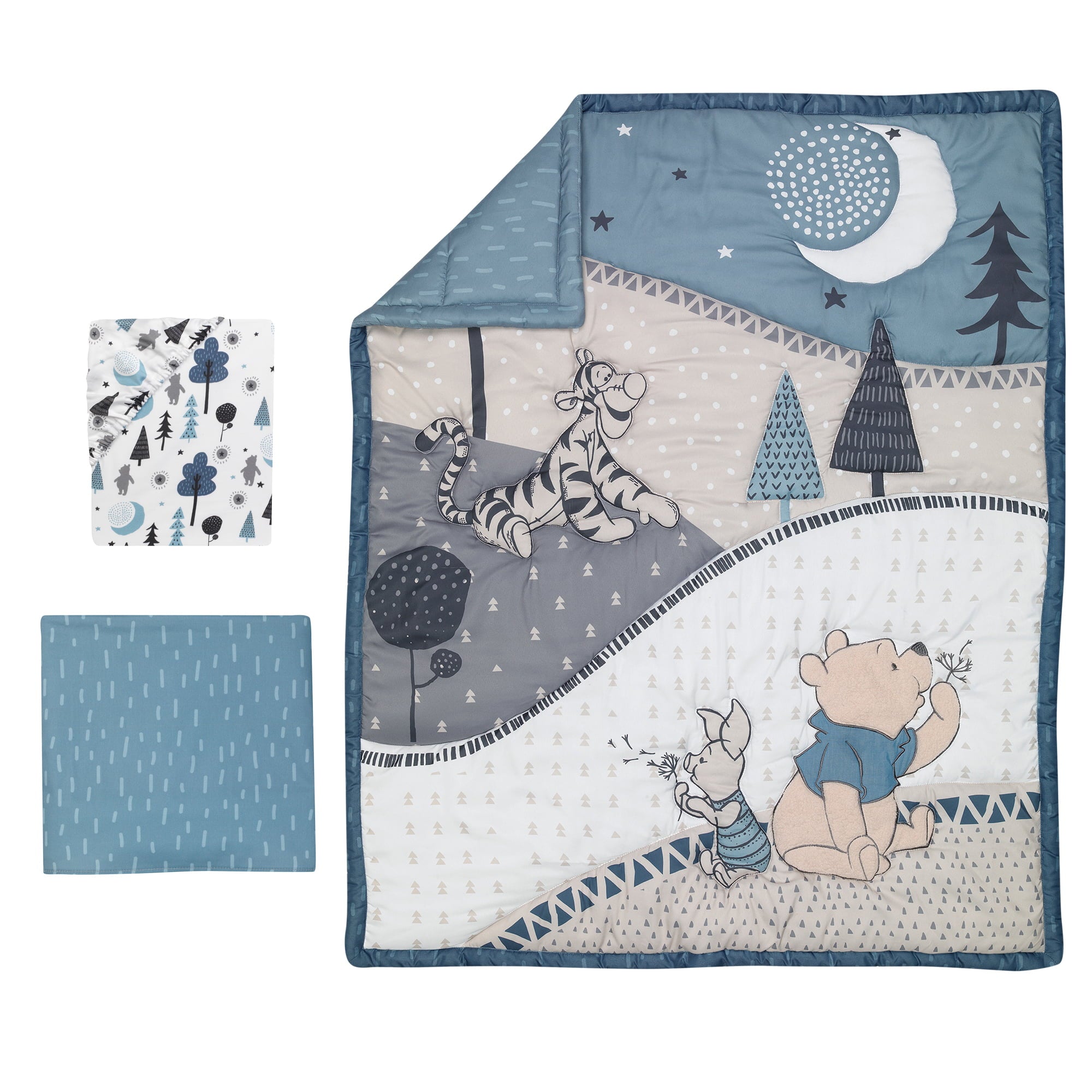 Disney Baby Forever Pooh 3-Piece Baby Crib Bedding Set by Lambs and Ivy - Blue