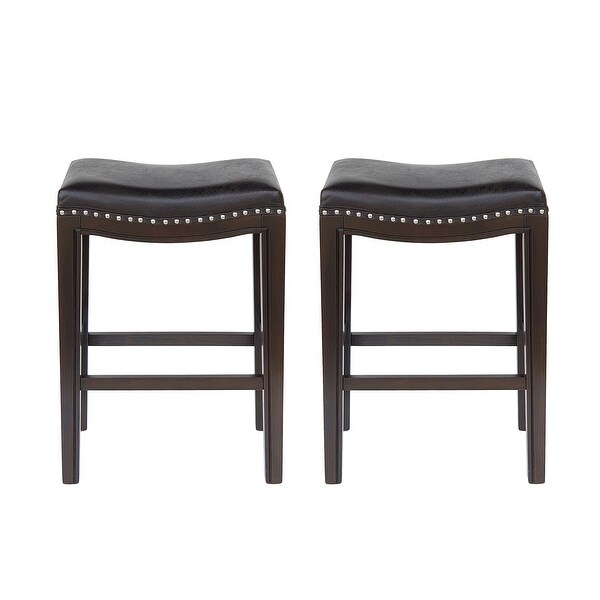 Tiffin Contemporary Studded Fabric Counter Stool (Set of 2) by Christopher Knight Home