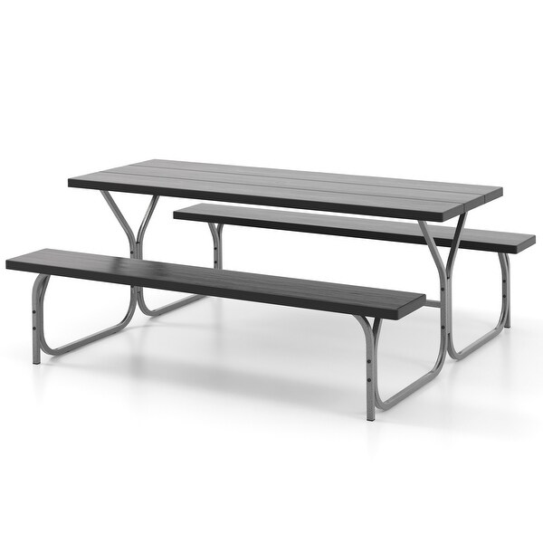 6 Feet Picnic Table Bench Set with HDPE Tabletop for 8 Person