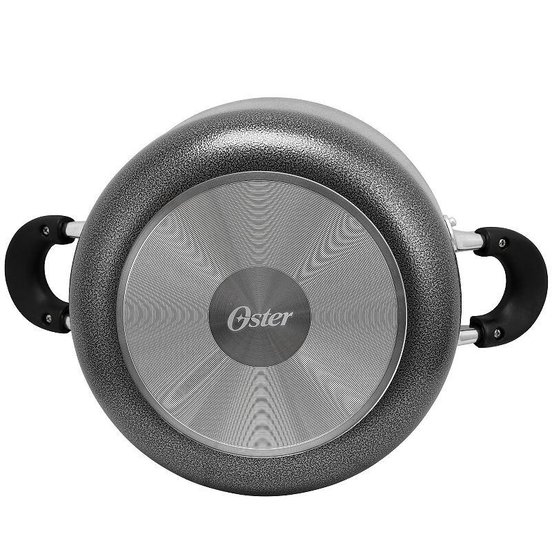 Oster Cocina Clairborne 6 Quart Aluminum Hammered Tone Dutch Oven with Lid in Charcoal Grey