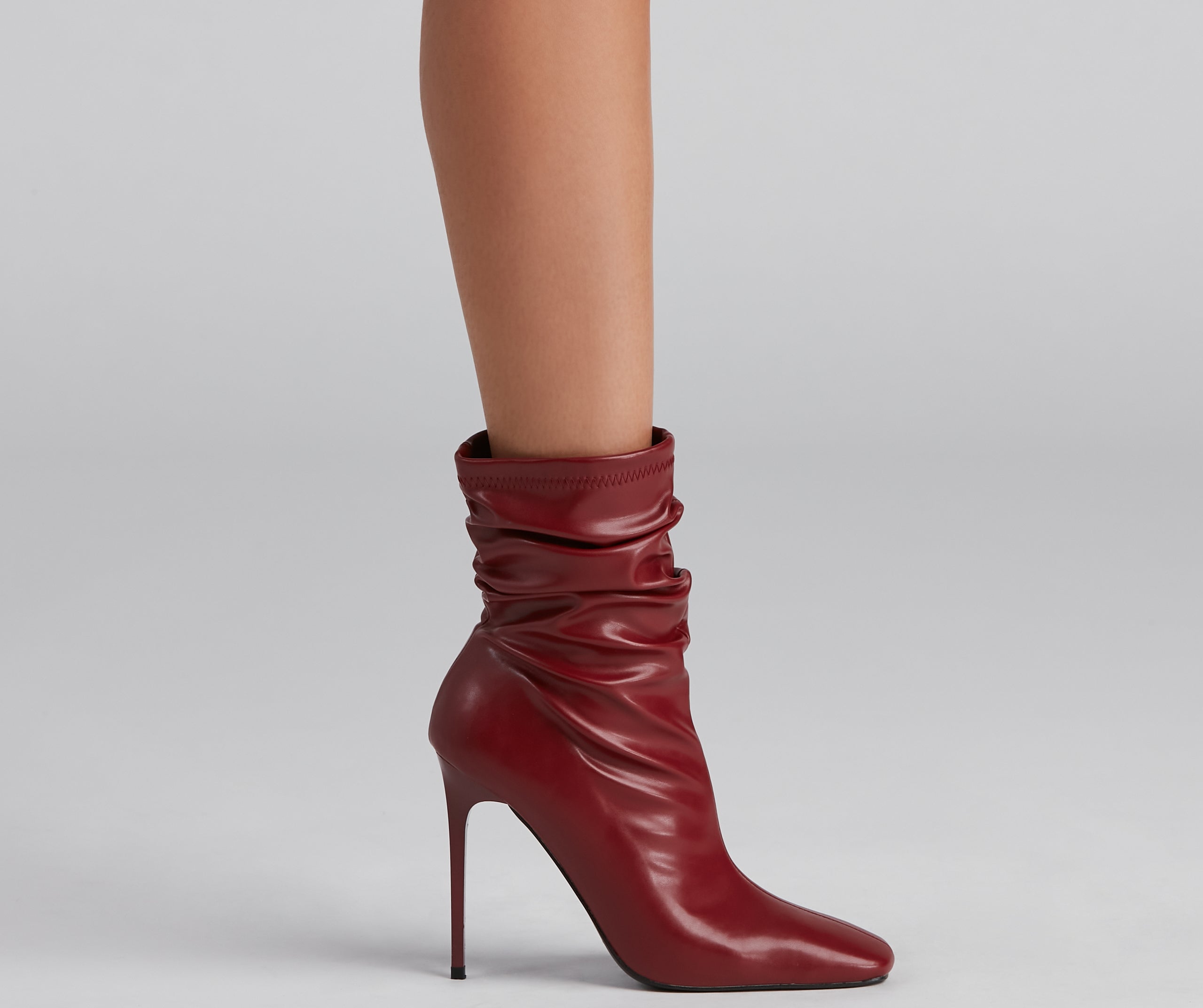 Ruched Life Faux Leather Booties