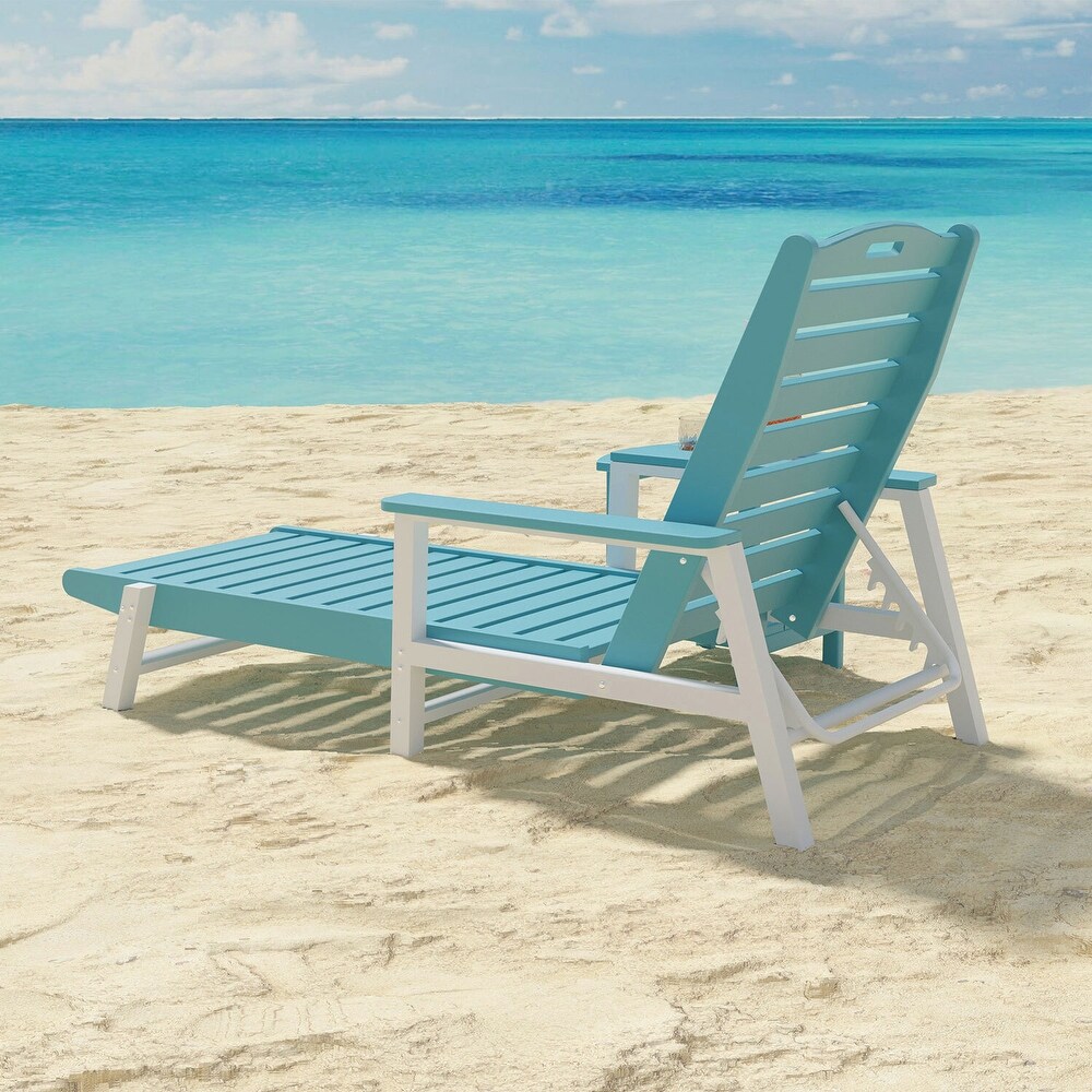 Weather Resistant Nautical Outdoor Chaise Lounge with Arms  Stackable