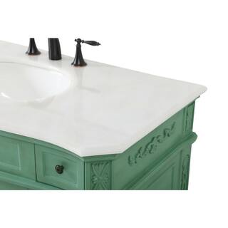 Timeless Home 42 in. W Bath Vanity in Vintage Mint with Marble Vanity Top in White and Brown Vein with White Basin TH20242HDVM