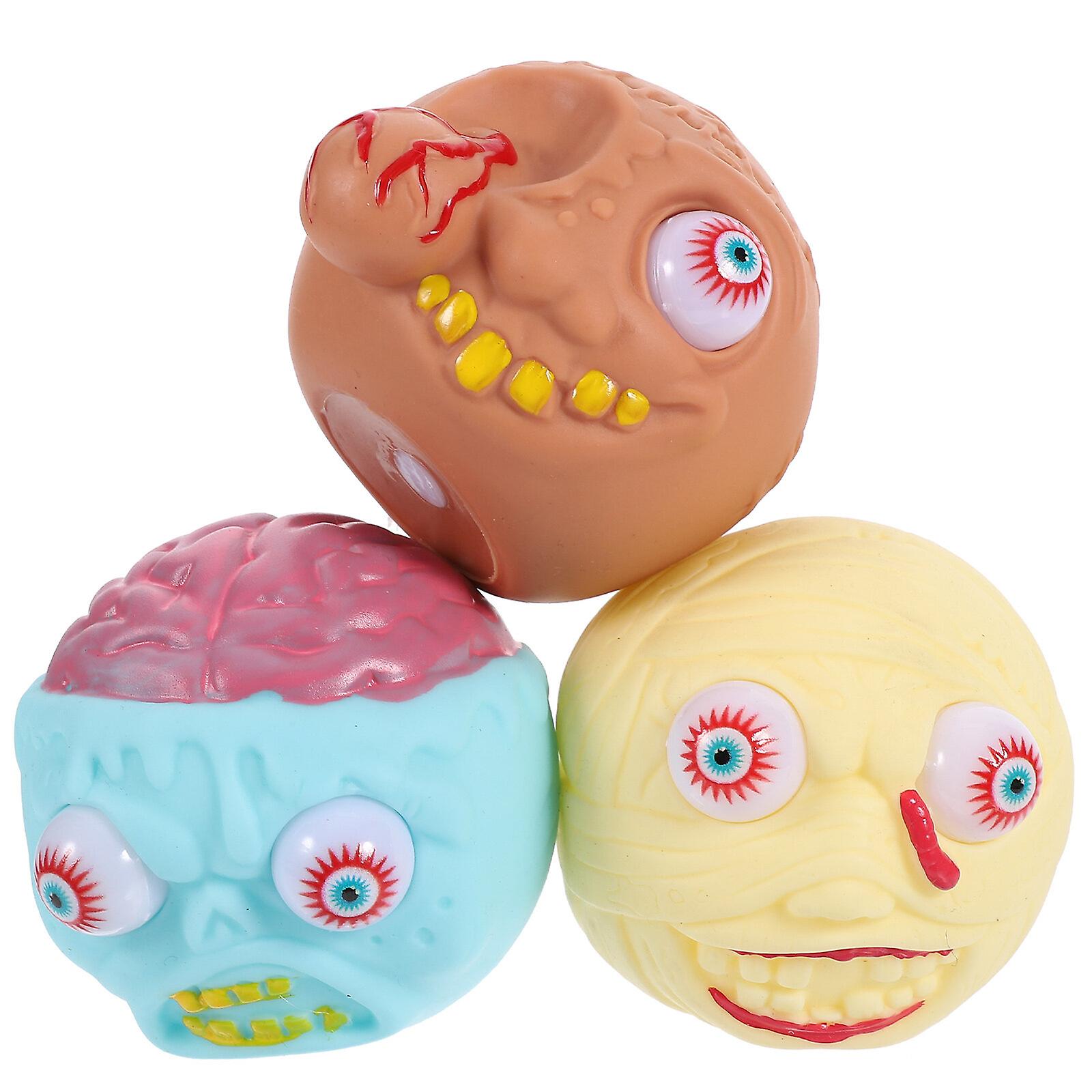 3pcs Halloween Decompression Toy Scary Halloween Squeeze Ball Eye Bouncing Pinch Toy