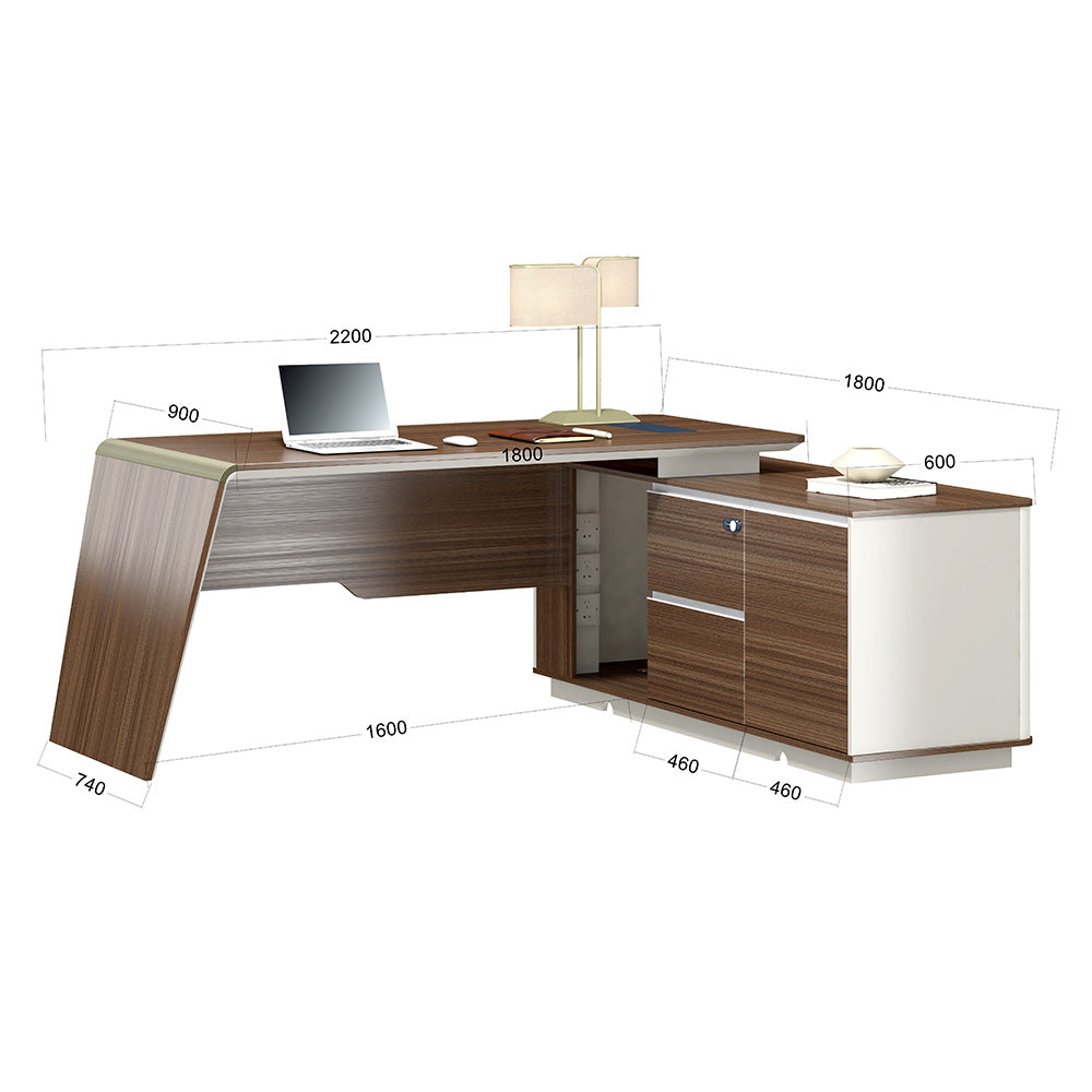 ANDERS Executive Desk Reversible Return 2.2M - Australian Gold Oak & Beige