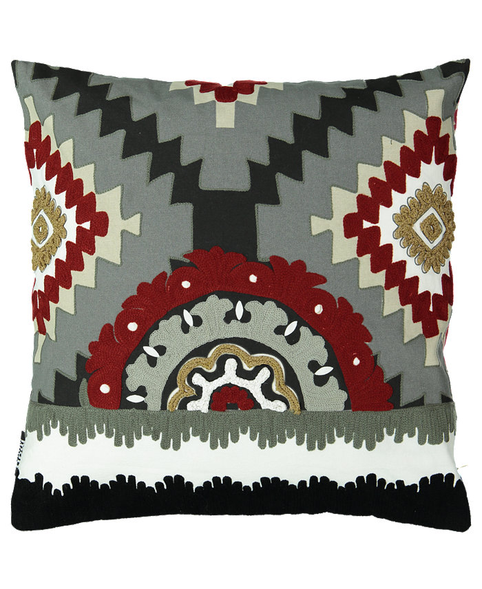 Mod Lifestyles Southwest Collection Kayali Aztec Embroidery Pillow， 20 X 20