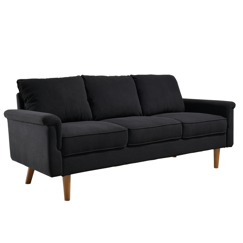 HOOOWOOO Modern 3 Seater Polyester Fabric Sofa Couch with Wide Armrest