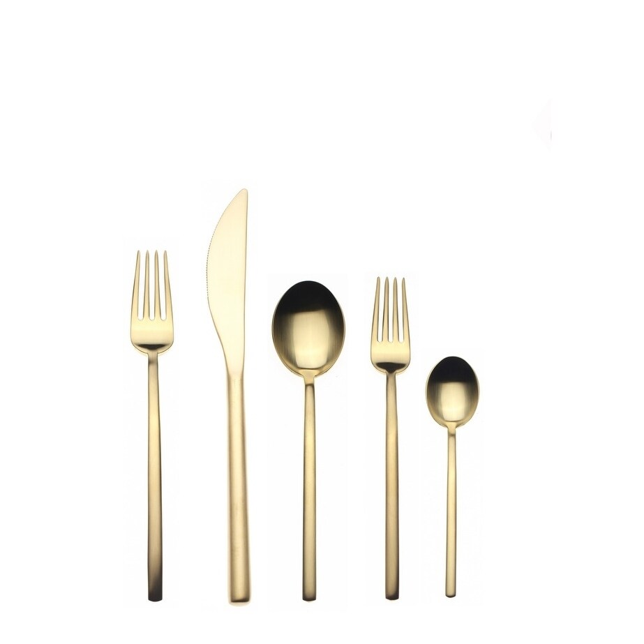 Due Ice Oro 5 piece PVD Titanium Coated Stainless Steel Flatware Set