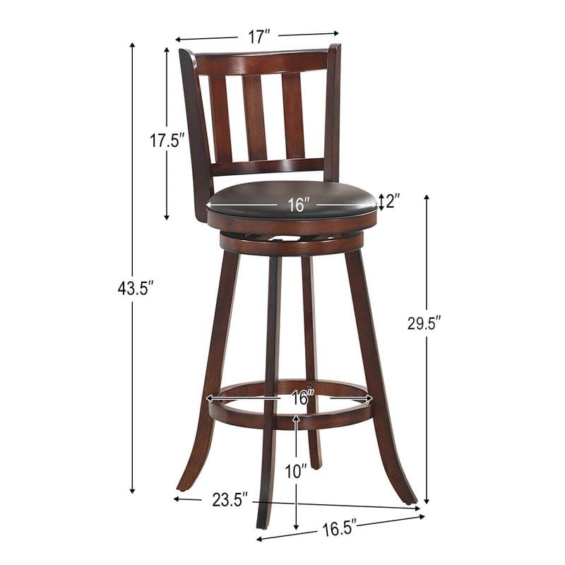 2-Pack Wood Swivel Bar Stools Counter Height Kitchen Dining Chairs Pub Stools with Soft Leather Seat