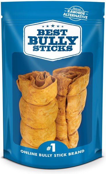 Best Bully Sticks Peanut Butter Beef Cheek Dog Treats， Medium， 2 count