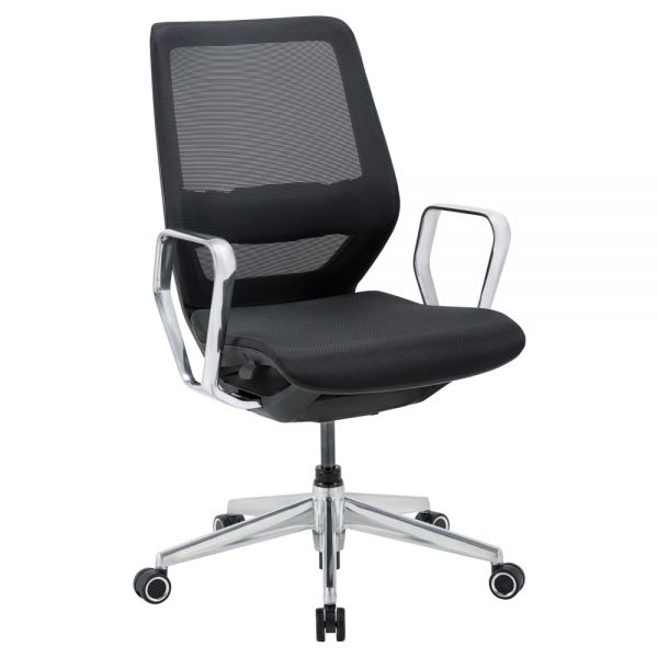 WorkPro Sentrix Ergonomic Mesh/Mesh Mid-Back Manager Chair， Fixed Arms， Black， BIFMA Certified