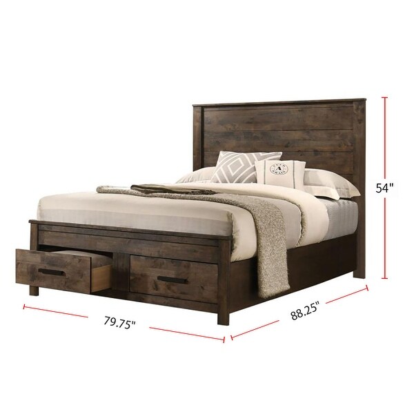 Wooden Storage California King Platform Bedroom Set in Rustic Golden Brown - - 36135787