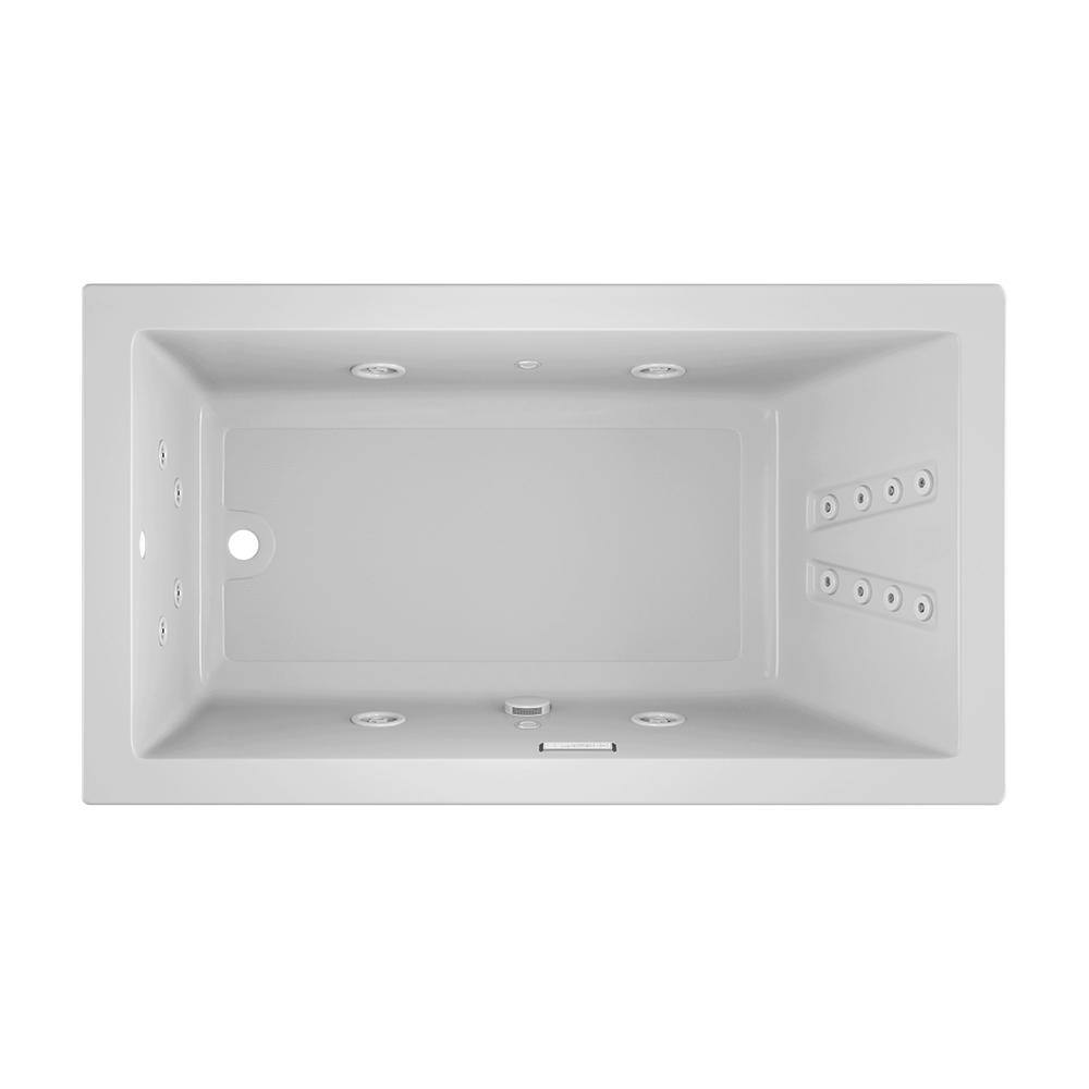 JACUZZI SOLNA 66 in. x 36 in. Acrylic Rectangular Drop-in Reversible Whirlpool Bathtub in White SOL6636WLR4CHW