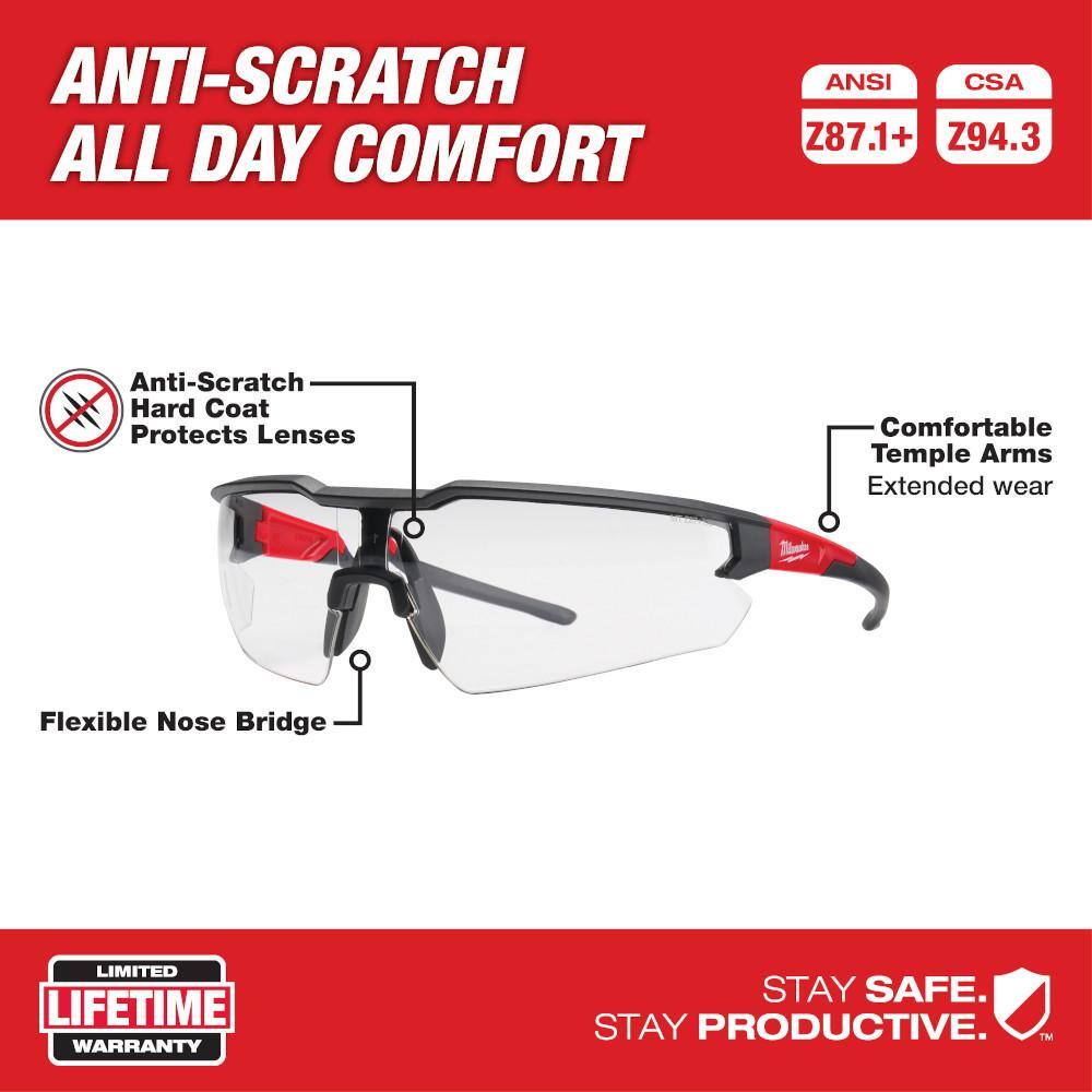 MW Clear Safety Glasses Anti-Scratch Lenses 48-73-2310