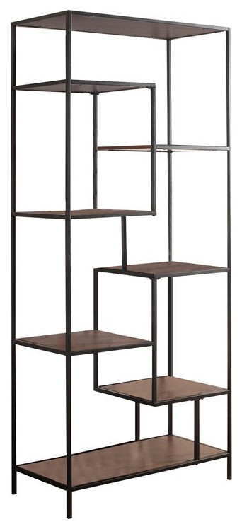 Benjara 15 quotModern Wood Bookcase with Open Shelves in Black and Brown   Industrial   Bookcases   by Homesquare  Houzz