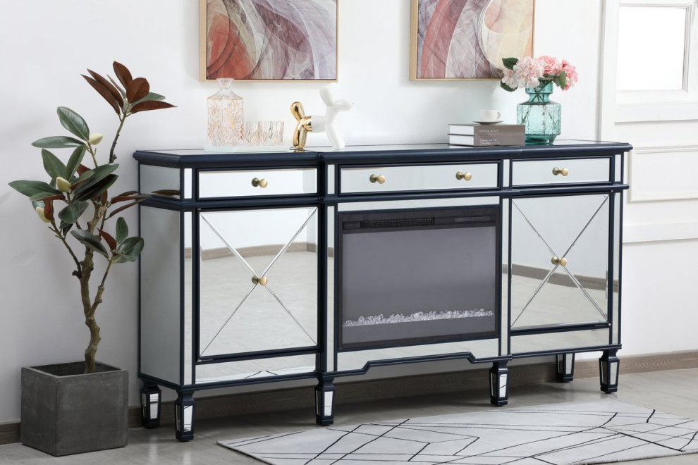 Elegant MF61072BL F2 Contempo 72 quotMirrored Credenza   Traditional   Entertainment Centers And Tv Stands   by Better Living Store  Houzz