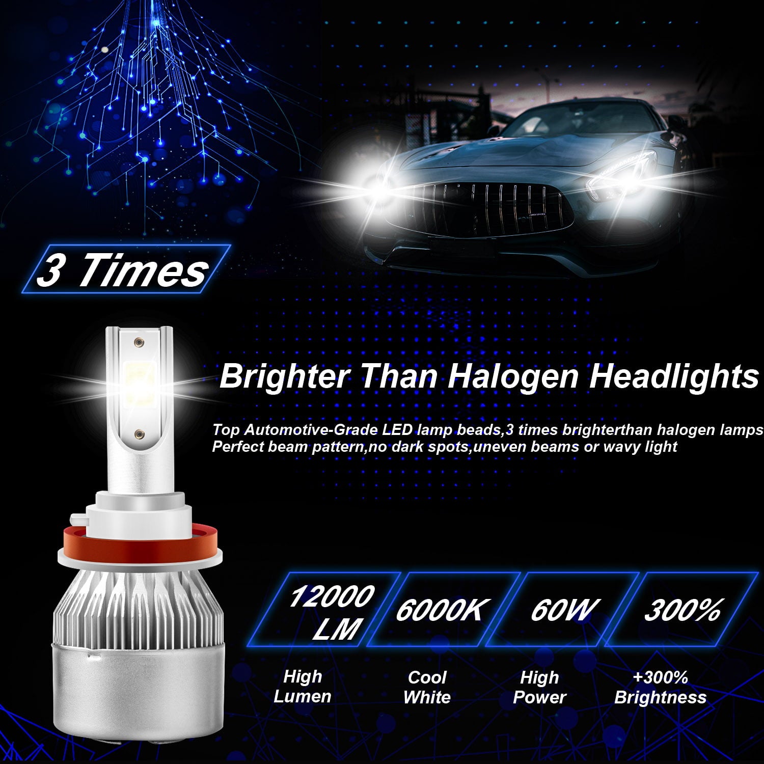 For Mazda 3 2010 2011 2012 2013 LED Headlight Bulbs 9005 H11 High and Low Beam 4pc