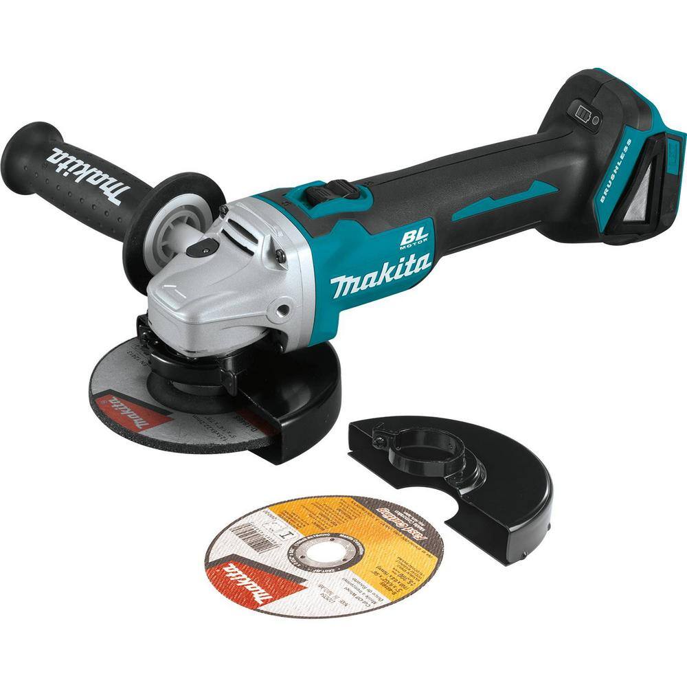 Makita 18V LXT Lithium-Ion Brushless Cordless 4-12  5 in. Cut-OffAngle Grinder with Electric Brake (Tool Only) XAG09Z