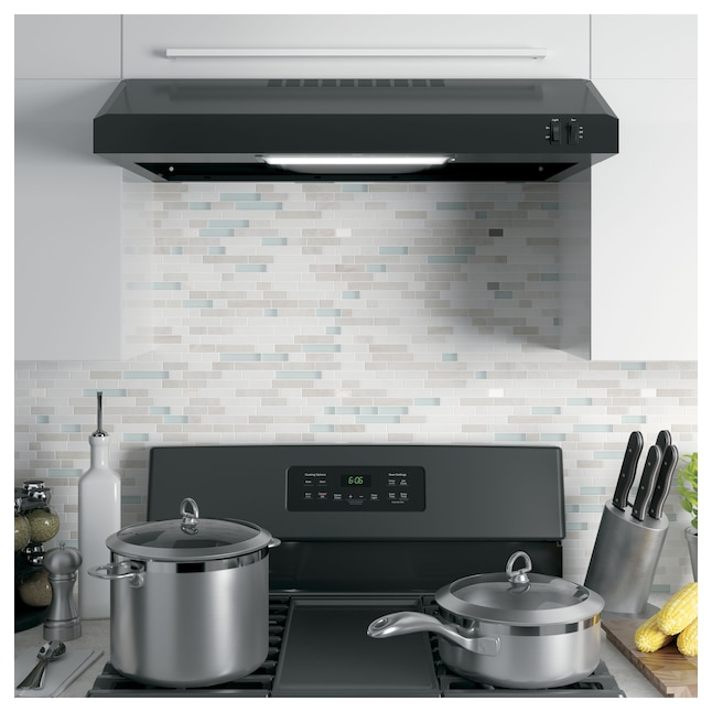 GE JVX3300DJBB 30-in Ducted Black Undercabinet Range Hood with Charcoal Filter