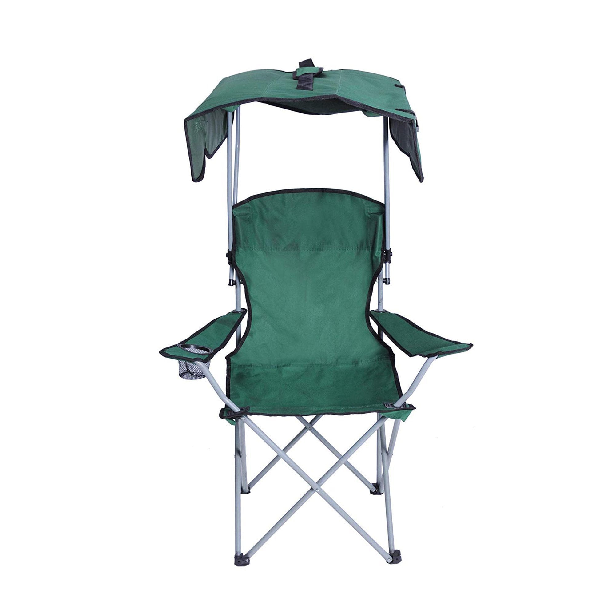 KARMAS PRODUCT Canopy Camping Fishing Beach Chair Folding Durable Sunscreen Outdoor Patio Lawn Seat with Cup Holder， Green