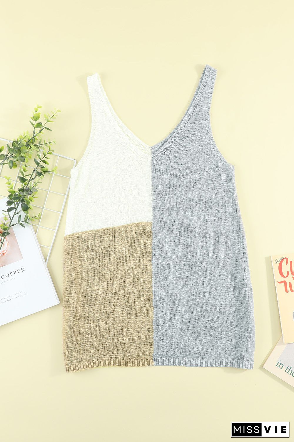 Color Block Knitted Tank Top