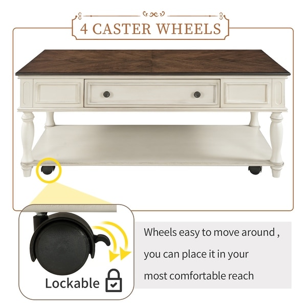 Nestfair Movable Coffee Table with Caster Wheels