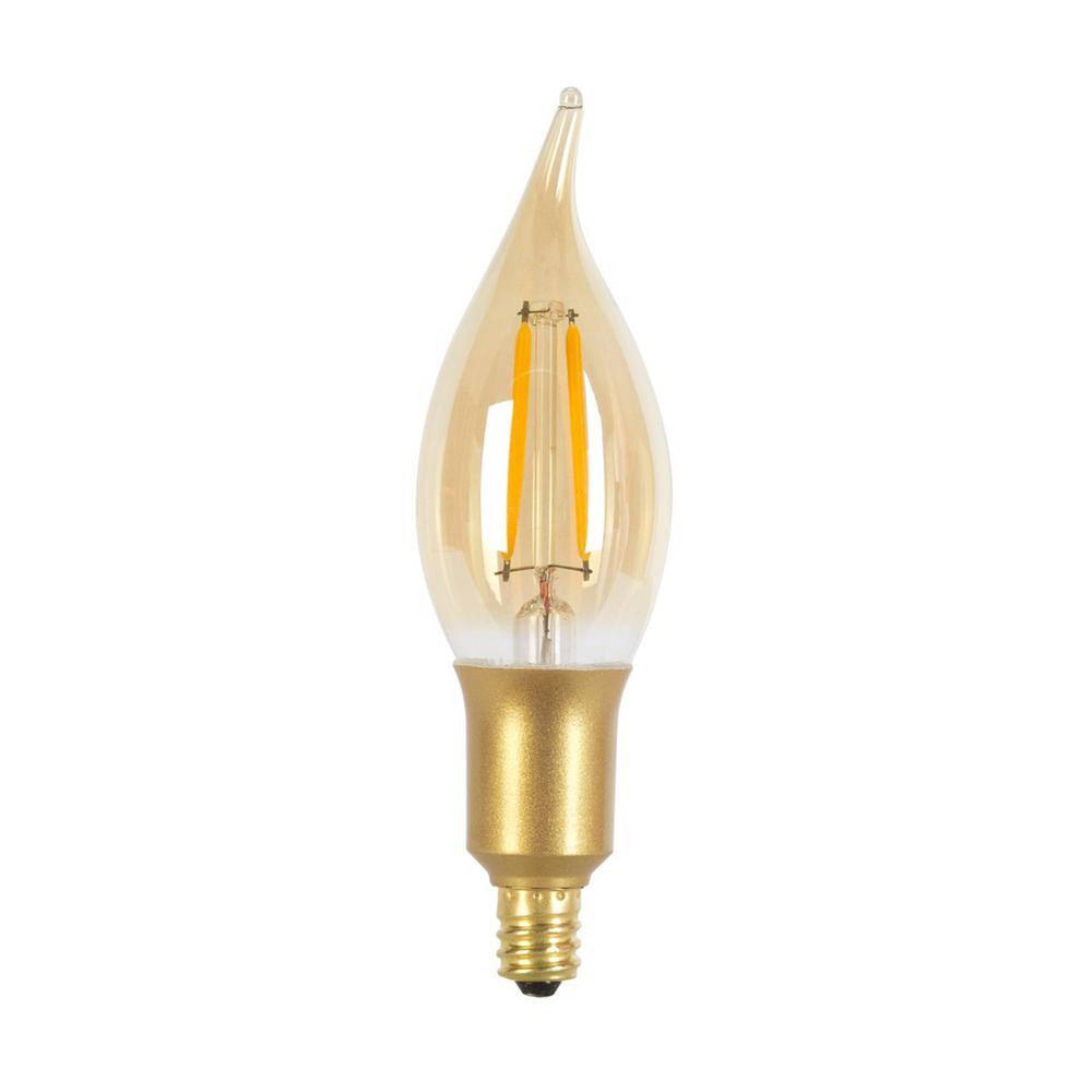 Globe Electric 40 Watt Equivalent CA10 Dimmable Straight Filament Vintage Edison LED Light Bulb Warm Candle Light 73191