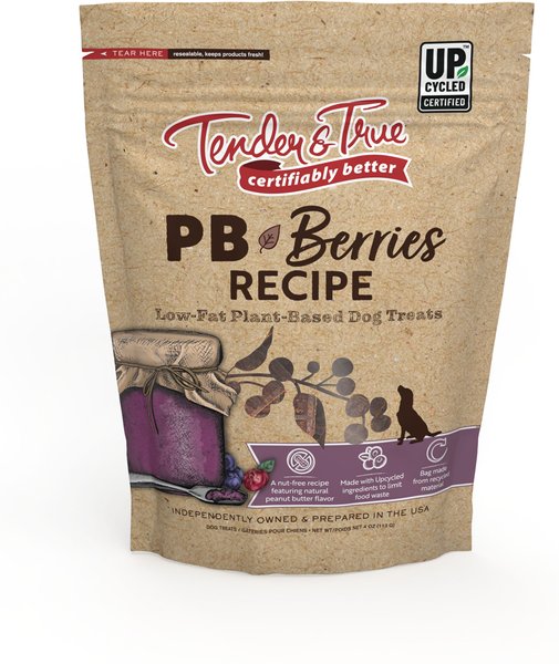 Tender and True PB+ Berries Jerky Dog Treats， 4-oz bag