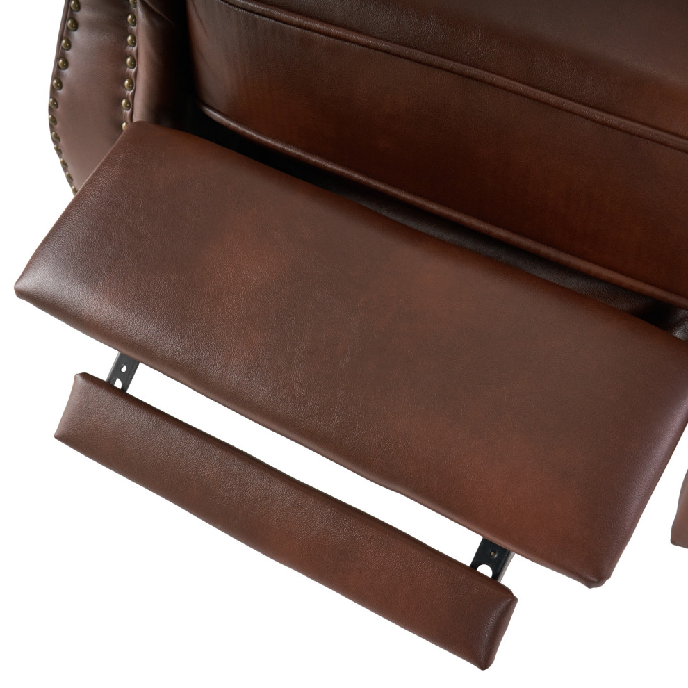 GDF Studio Jasmine 2 Tone Brown Faux Leather Puch Back Recliner   Transitional   Recliner Chairs   by GDFStudio  Houzz