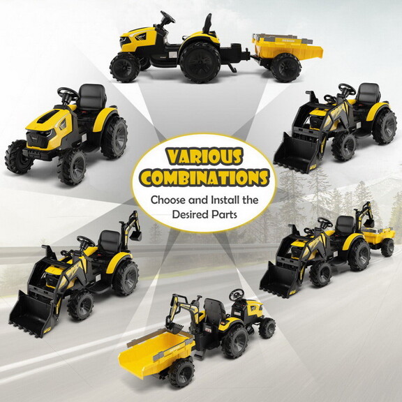 Costway 12V 3 in 1 Kids Ride On Excavator with Sho...