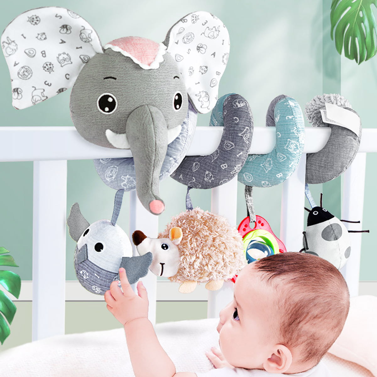 Willstar Baby Spiral Actiity Hanging Toys Stroller Toy Car Bed Toys Baby Pram Pushchair dant Elephant Shape Educational Gift