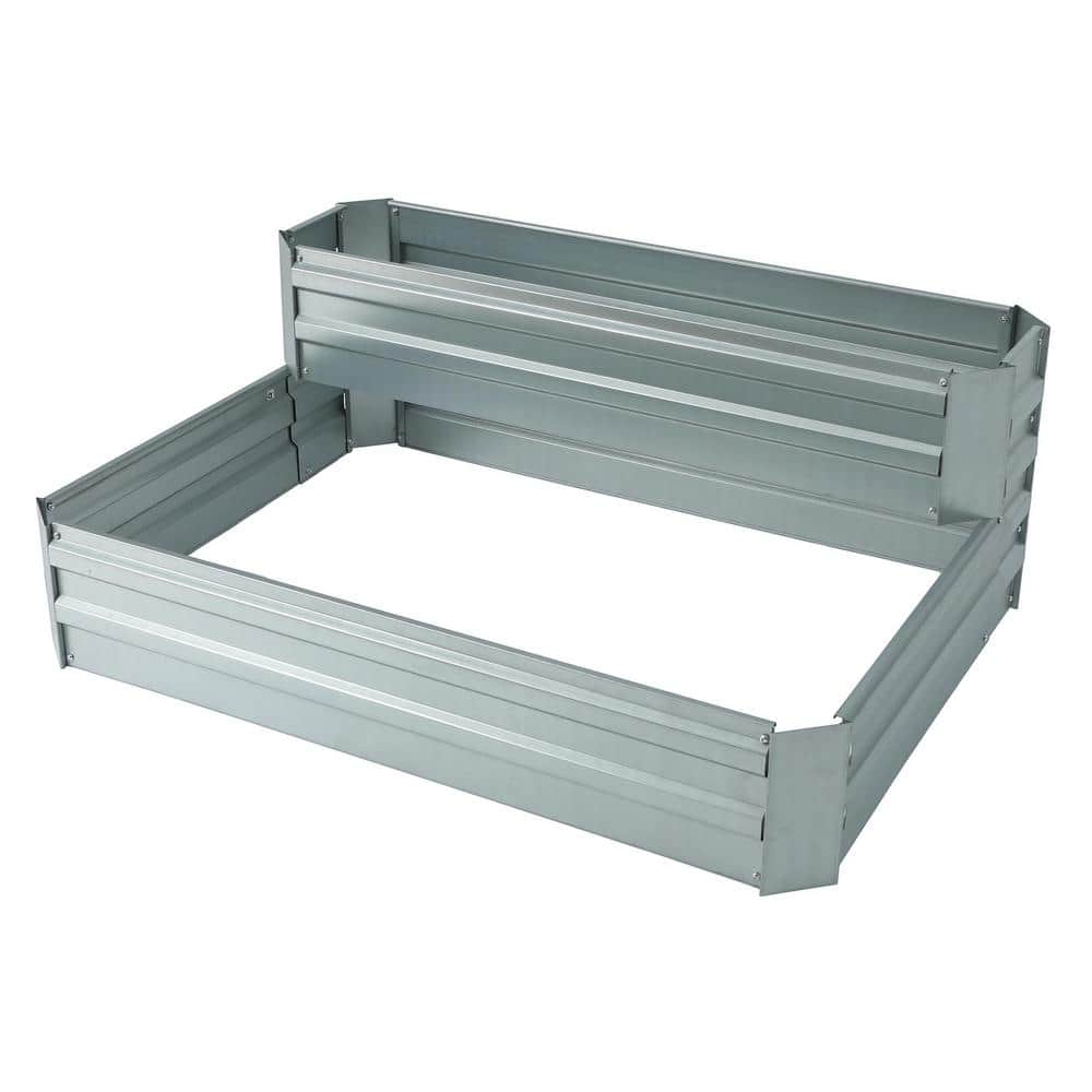 Luxen Home 2-Tier Galvanized Metal Raised Garden Bed WHPL1274