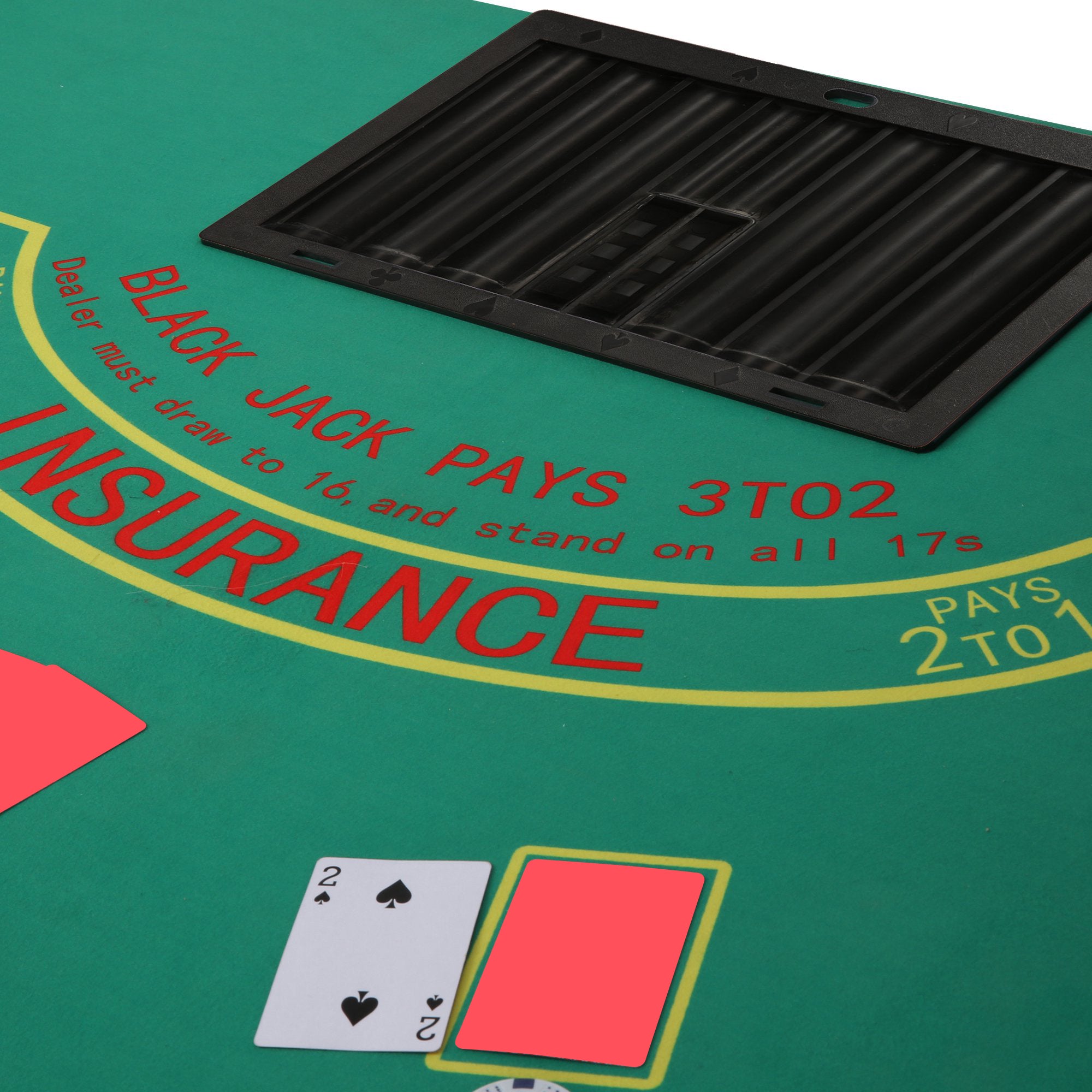 Karmas Product Folding Poker Table for 7 Player,71" Blackjack Table with Foldable Legs and Removable Metal Cup Holder,Green Felt