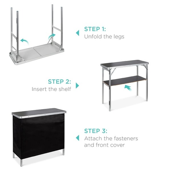 Portable PopUp Bar Table w/ Carrying Case，Removable Skirt