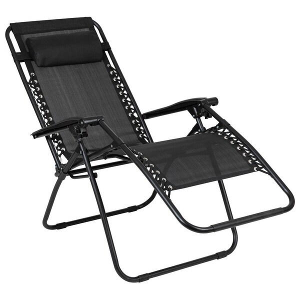 2 Pack Adjustable Mesh Zero Gravity Lounge Chair with Cup Holder Tray