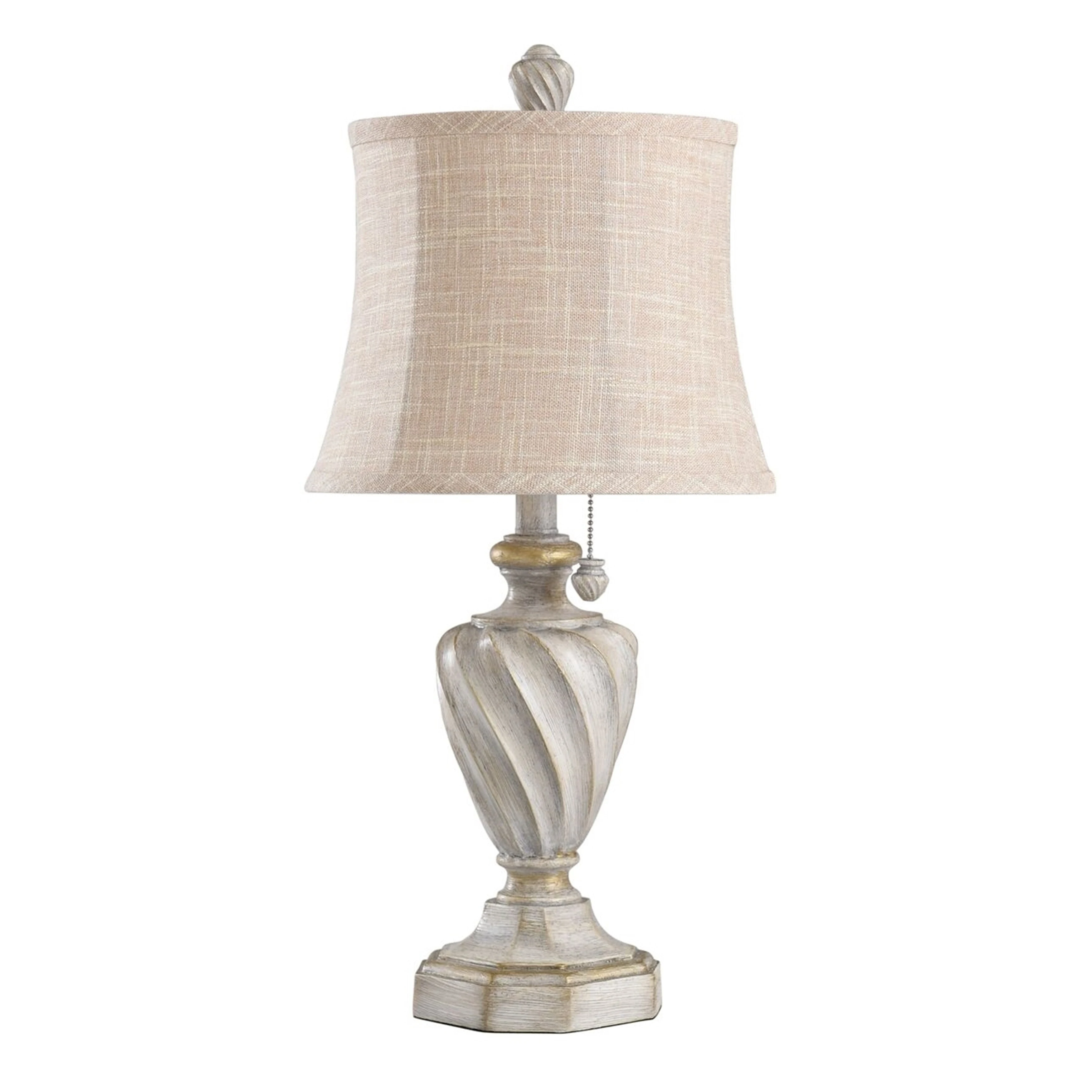 StyleCraft Cameron Antique White Table Lamp - Beige Shade