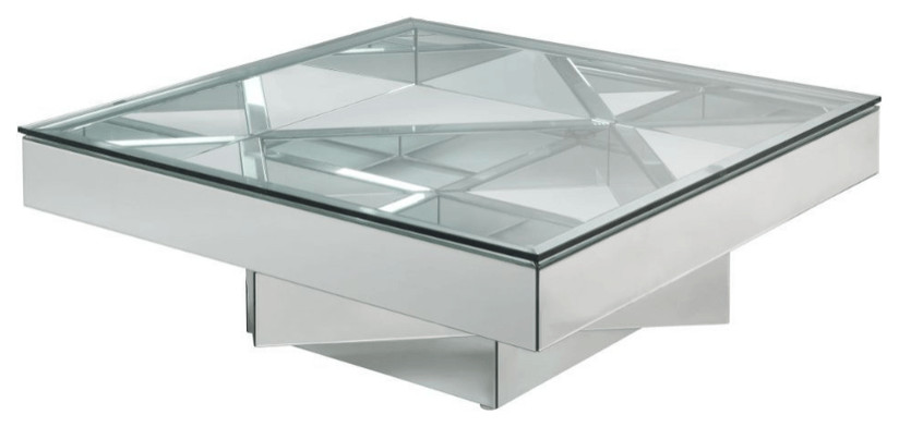 40 quotSilver And Clear Glass Rectangular Mirrored Coffee Table   Coffee Tables   by HomeRoots  Houzz