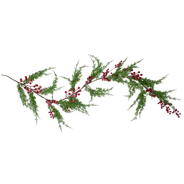 Frosted Red Berry Artificial Christmas Garland Unlit