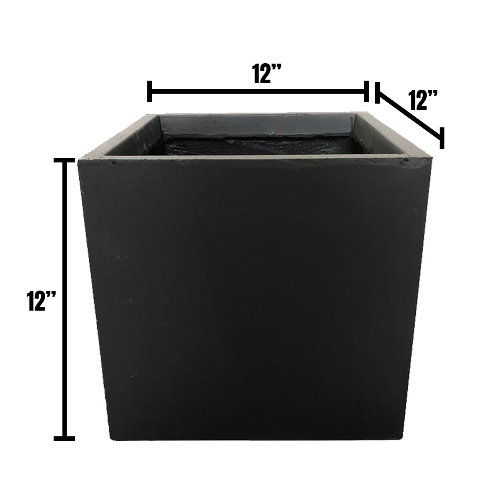 Durx litecrete Lightweight Concrete Modern Square Granite Planter Medium   11.8'x11.8'x11.8'