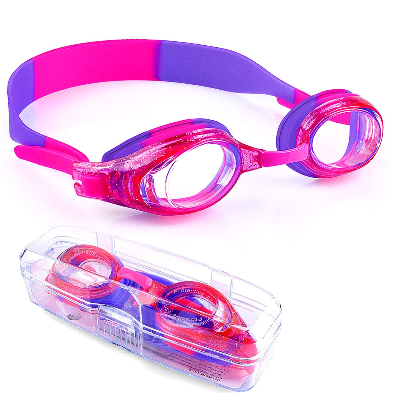 WOVTE Kids Goggles,Swimming Goggles for Kids Age 3-17 Boys Girls Children Teens Adults Swim Goggle, Clear Vision, Free Protection Case