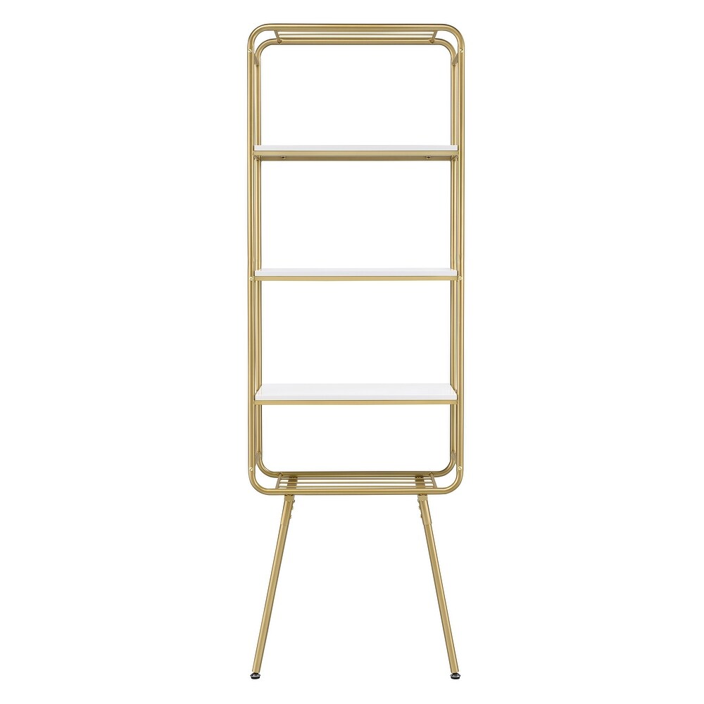 Greste Contemporary Gold 4 Shelf Steel Bookcase by Furniture of America