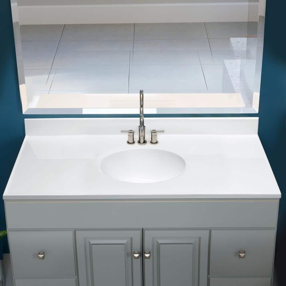 Design House 49 in W x 19 in D Cultured Marble Vanity Top in Solid White with Solid White Basin with 4 in Faucet Spread