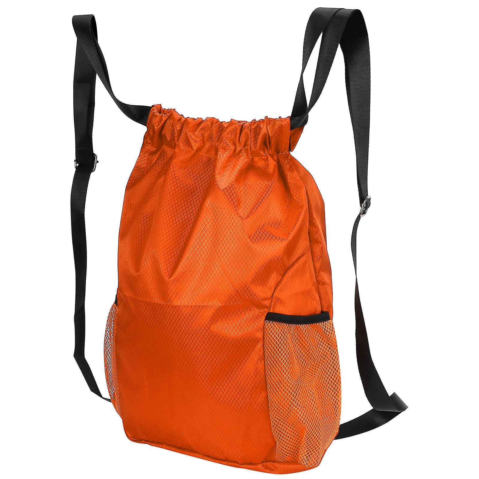 Drawstring Pocket Double Shoulder Backpack Thickened Waterproof Travel Storage Bagorange