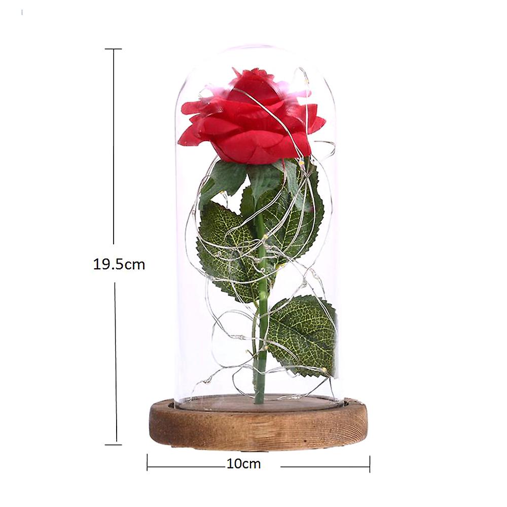 Led Rose Flower String Fairy Light Bottle Night Lamp Romantic Wedding Decor Glass Cover Wood Base For Christmas Birthday Gift No.259731