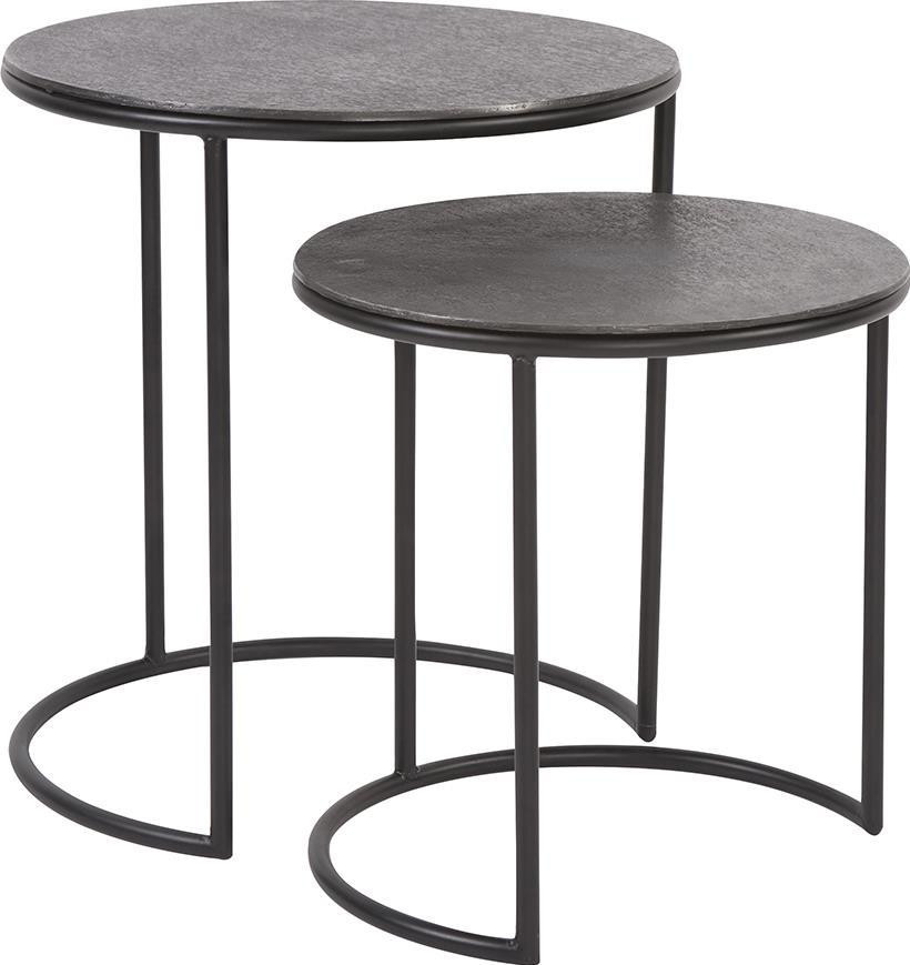 HOWARD ELLIOTT Nesting Tables Nested Industrial Round Black Textured   Industrial   Coffee Table Sets   by EuroLuxHome  Houzz