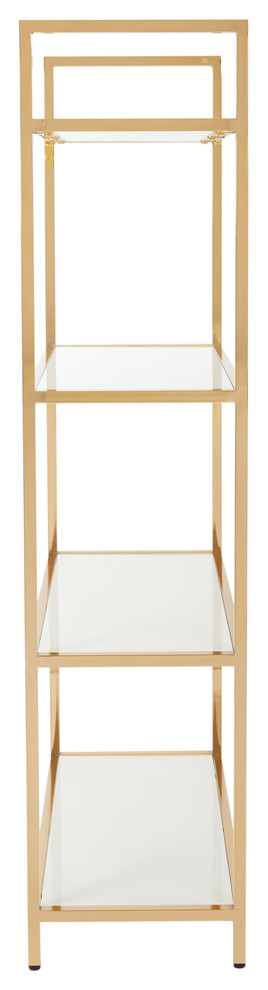 Alios Bookcase  White Gloss With Gold Chrome Plated Base   Contemporary   Bookcases   by Office Star Products  Houzz