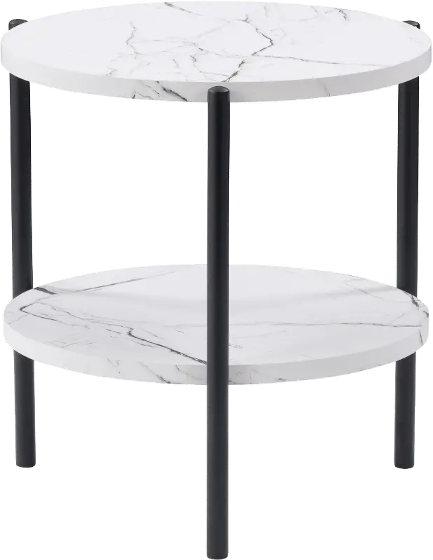 Ayla White Marble Two Tiered End Table