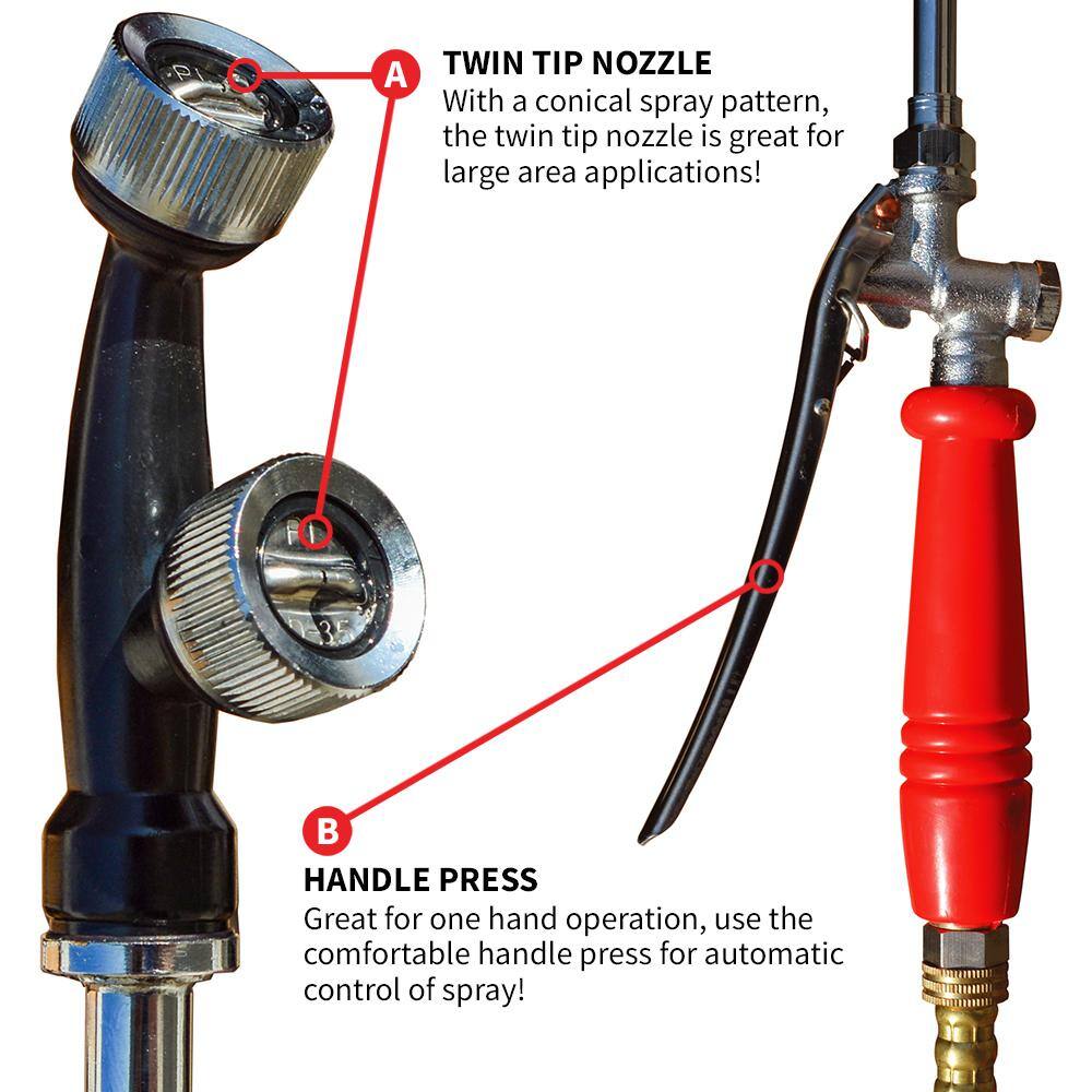 Tomahawk Power 5 Gal. 450 PSI Gas Backpack Sprayer Pump with Irrigation Rod for Tree Root Protection Pesticide Fertilizer TPS25 + IR28