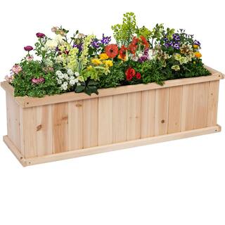 Shine Company 40 in. L x 12 in. W x 12.5 in. H Rectangle Natural Cedar Raised Garden Bed Box Planter Large Plant Pot Wooden Box 5103N